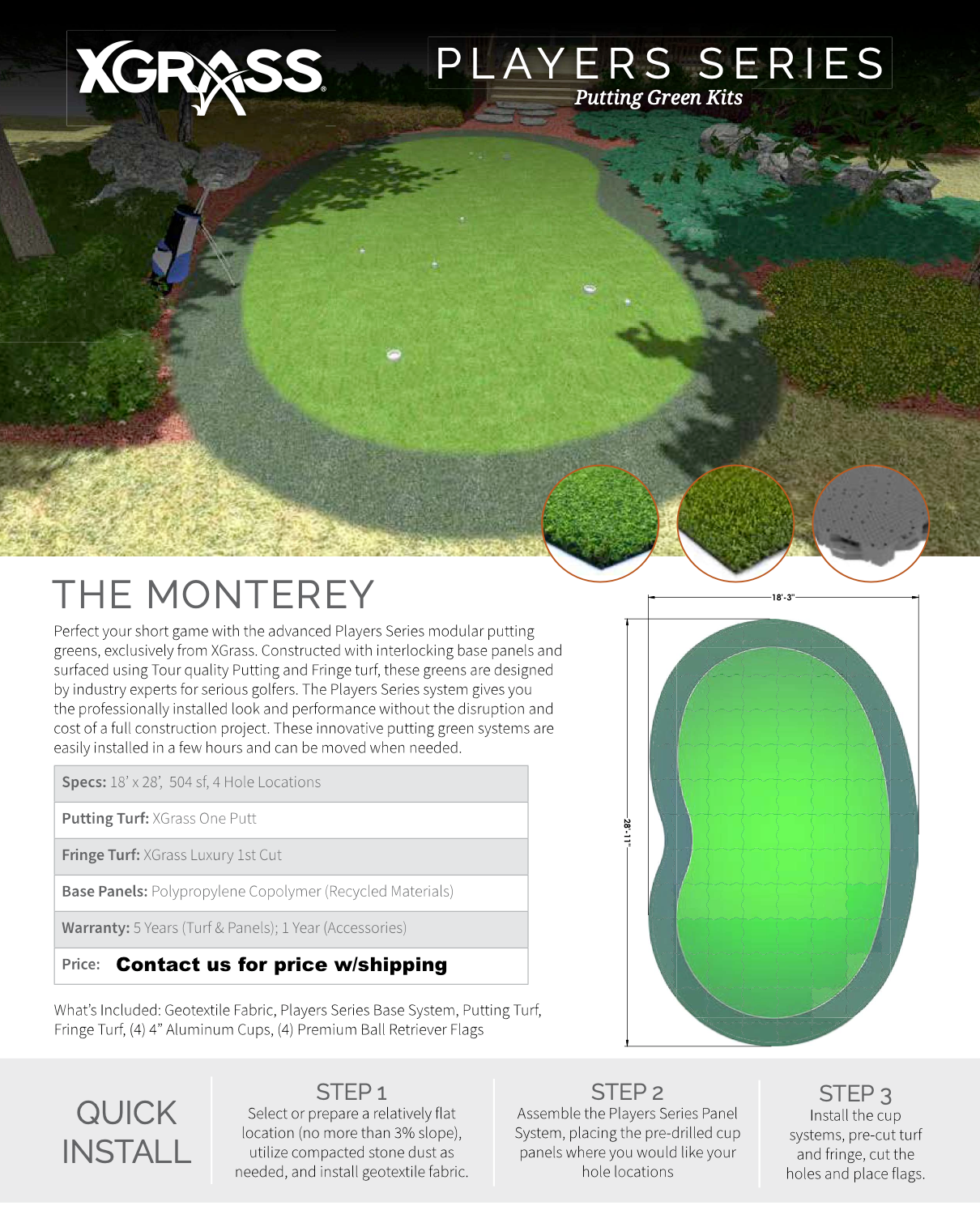 The Monterey 18'x28' DIY Backyard Putting Green